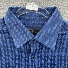 Jhane Barnes Frequency Shirt Mens Large Blue Patterned Button Up Silk Blend