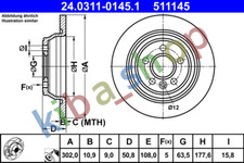 RIGHT OR LEFT BRAKE DISC 1PCS ATE POWERDISC FULL CUT REAR L/R OUTER DIAMETER