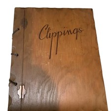 Vintage Rustic Wood Cover Ephemera Envelope Clippings Album by Three Mountaineer