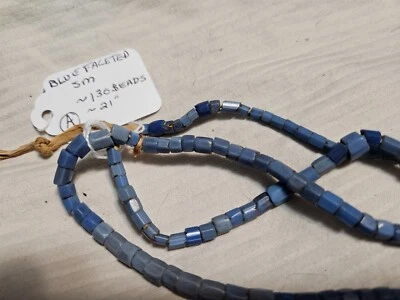 Vintage Czech opaque,lt. blue faceted,Czech,trade beads~3-4mm,$80.00/strnds,A - Image 1 of 2