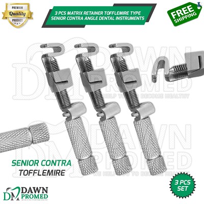 3 Pcs Matrix Retainer Tofflemire Type Senior Contra Angle Dental Inst German Gr
