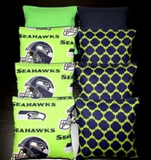 ALL WEATHER made w Seattle SEAHAWKS Fabric 8 ACA Reg CORNHOLE BAGS