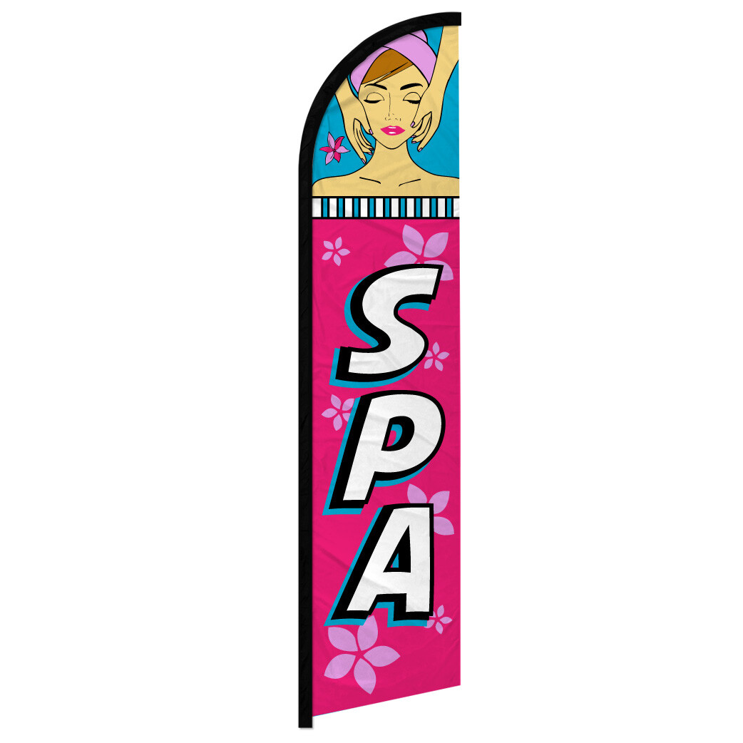 Spa Full Curve Windless Swooper Flag for Beauty Services – Elegant and Eye-Catching Display for Salons and Spas