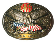 NRA GOLDEN EAGLES LIMITED EDITION 930741 Brass Belt Buckle Made in USA 3X2 1/4