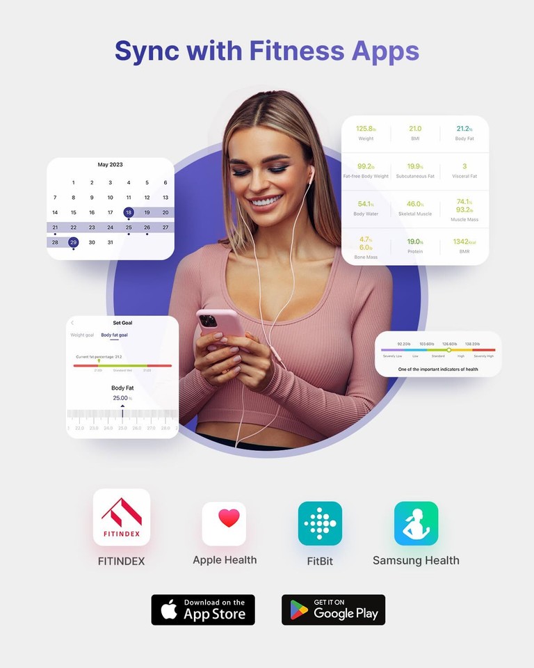 FITINDEX Body Fat Scale FSA HSA Eligible Digital Smart Bathroom Scale