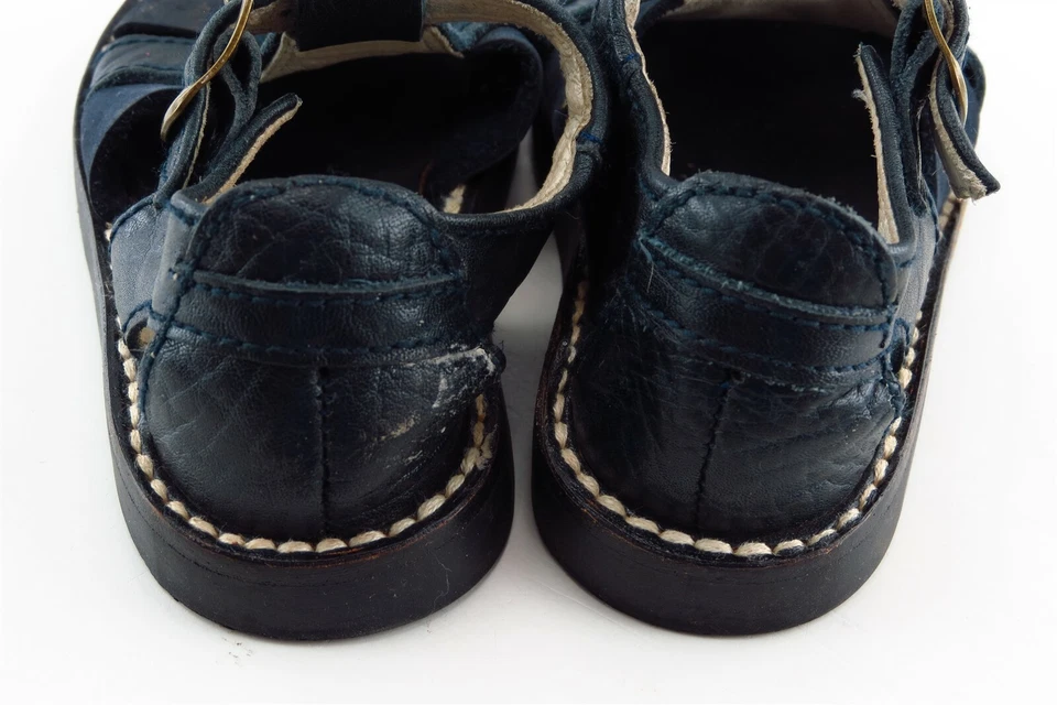 Sandalias Hanna Andersson de cuero azul para niñas pequeñas talla 21 Foto 4 de 4