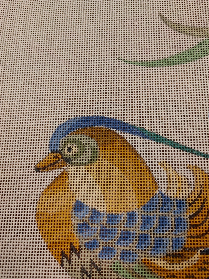 Large Hand Painted Japanese Duck Embroidery Canvas 15"x15" Stitch Area 14 Count - Image 2 of 3