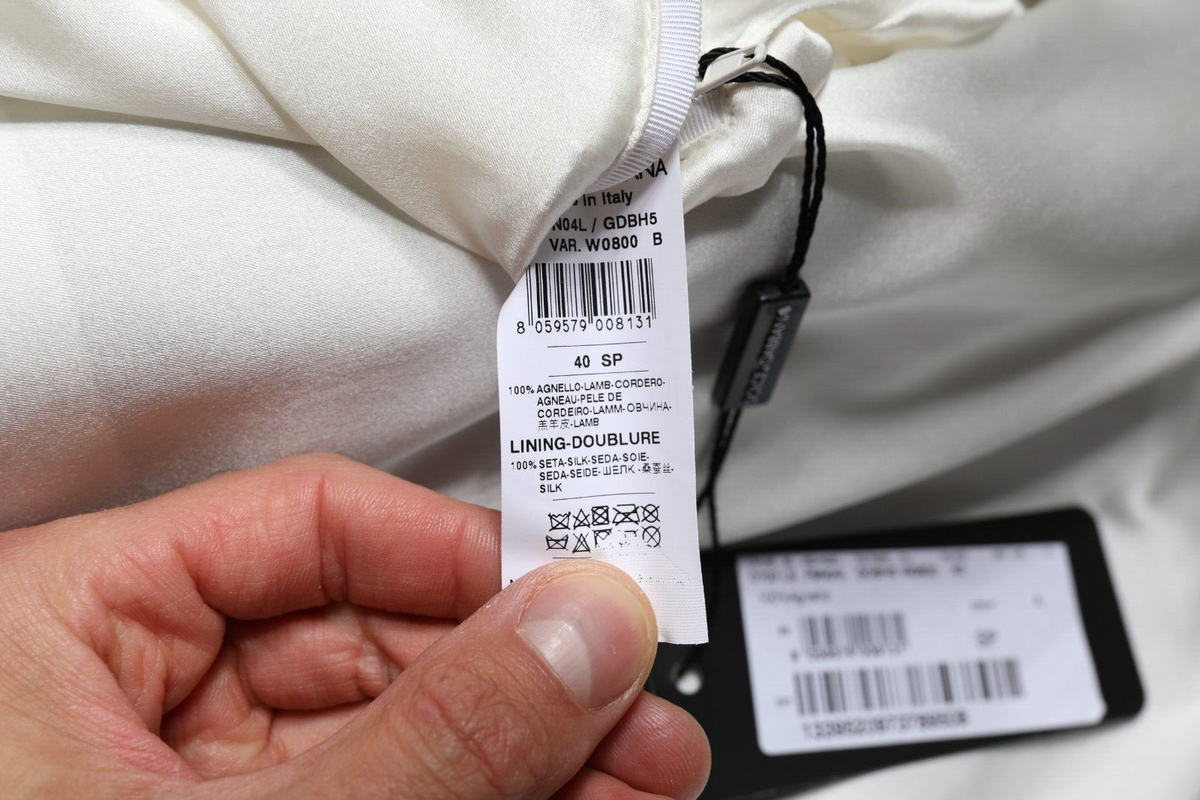 DOLCE & GABBANA Jacket White Lambskin Leather Biker Coat IT40/US6