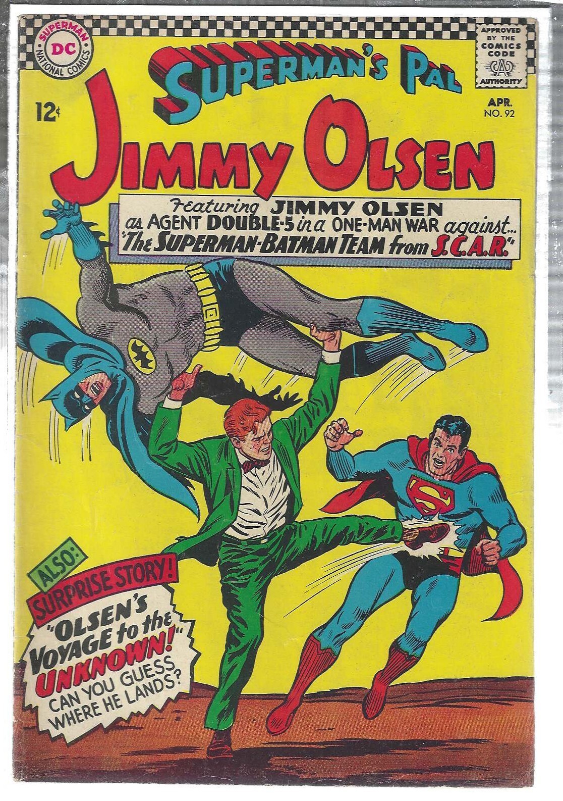 SUPERMAN'S PAL JIMMY OLSEN #92 1966 VF+ BATMAN COVER BY SWAN !!