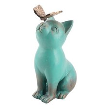 Cat Memorial Figurine with Butterfly,Garden Decor Statues Sitting Cat Statue