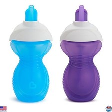 Munchkin Click Lock Flip Straw Sippy Cup 9oz, 2 Pack, Blue and Purple Colors