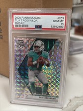 Mosaic Dolphins Tua Tagovailoa Silver Mosaic Prizm Rookie Card *GEM MINT PSA 10*. rookie card picture