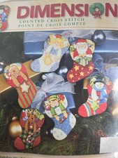 Dimensions 8756 Holiday Stocking 6 Ornaments Counted Cross Stitch Kit NOS