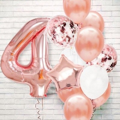 4. Geburtstag Party Luftballons Kinder Deko Alter 4 Luftballon Rosegold 12 Stück