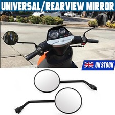 Black Round Motorcycle Mirrors 10mm M10 Left + Right Classic Custom Retro 1 Pair