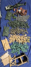 Huge Lot of Vintage Plastic Army Soldiers Tanks Hut and Other Accessories