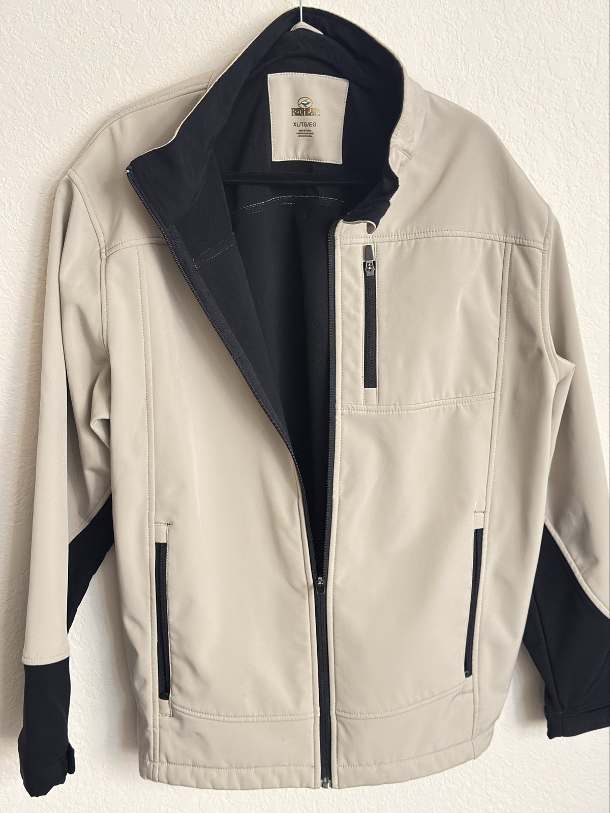 RedHead Beige Black Full Zip Softshell Jacket Men… - image 1