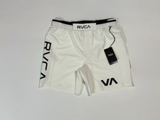 Size S RVCA Men s Grappler Shorts White Black Athletic Elastic Waist Back Pocket