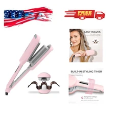 Curling Iron Hair Crimper Waver - ROVY Beach Waves Curling Wand, Ionic Deep W...