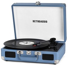 Vinyl Record Player Bluetooth Vintage Portable Suitcase Turntable Built Built-in