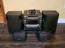 aiwa 5-Disc CD / Dual Cassette Player CX-NF77U SX-R240 Surround Speakers