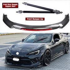 For 17-20 Toyota 86 Front Bumper Lip Spoiler Splitter Strut Rod Carbon Style Red