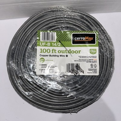 Cerrowire 100 ft. 14/2 Gray Solid CerroMax Copper UF-B Cable with Ground Wire