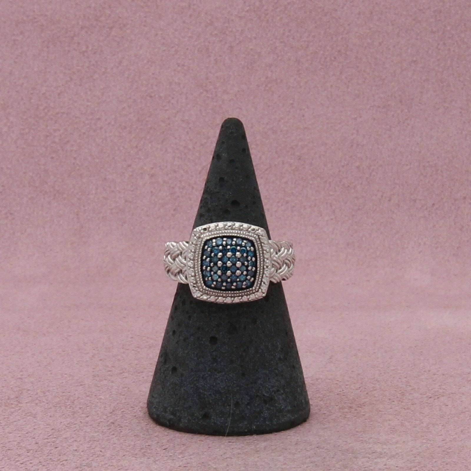 affinity sterling silver qvc blue diamond square … - image 1