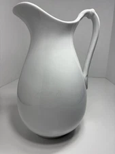 Antique White Ironstone Pitcher Jug – Crown Mark “Warranted”