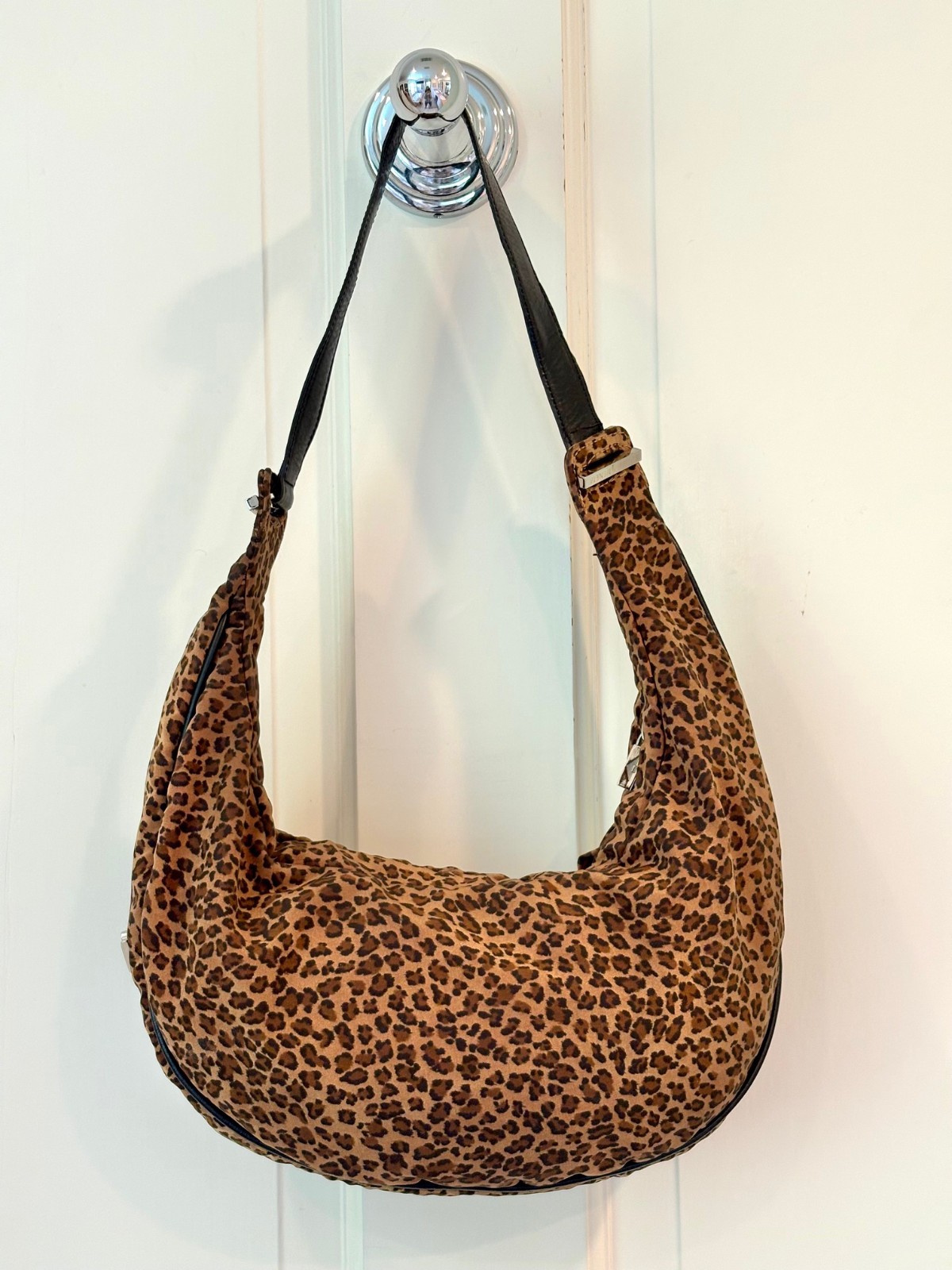 Bottega Veneta Vintage Y2K Leopard/Cheetah Hobo Baguette Crescent Bag Rare!