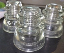 Vintage Hemingray No 45 Clear Glass Utility Insulator Made In USA - Lot of 3