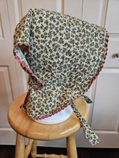 Green Calico Sun Bonnet, Prairie, Pioneer, costume, Frontier, Civil War, reenact