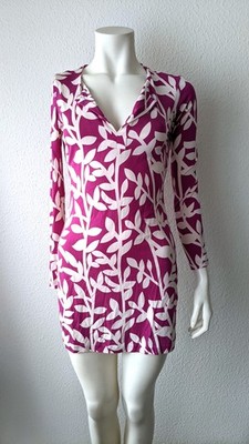 Diane von Furstenberg DVF Kleid 100% Seide Gr. 2 34-36 ROSA WEIß Blumen Muster
