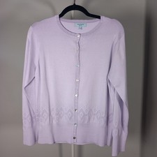 Anne Brooks lilac Cardigan PETITE Women's Lace Trim Knitted  UK Size 16