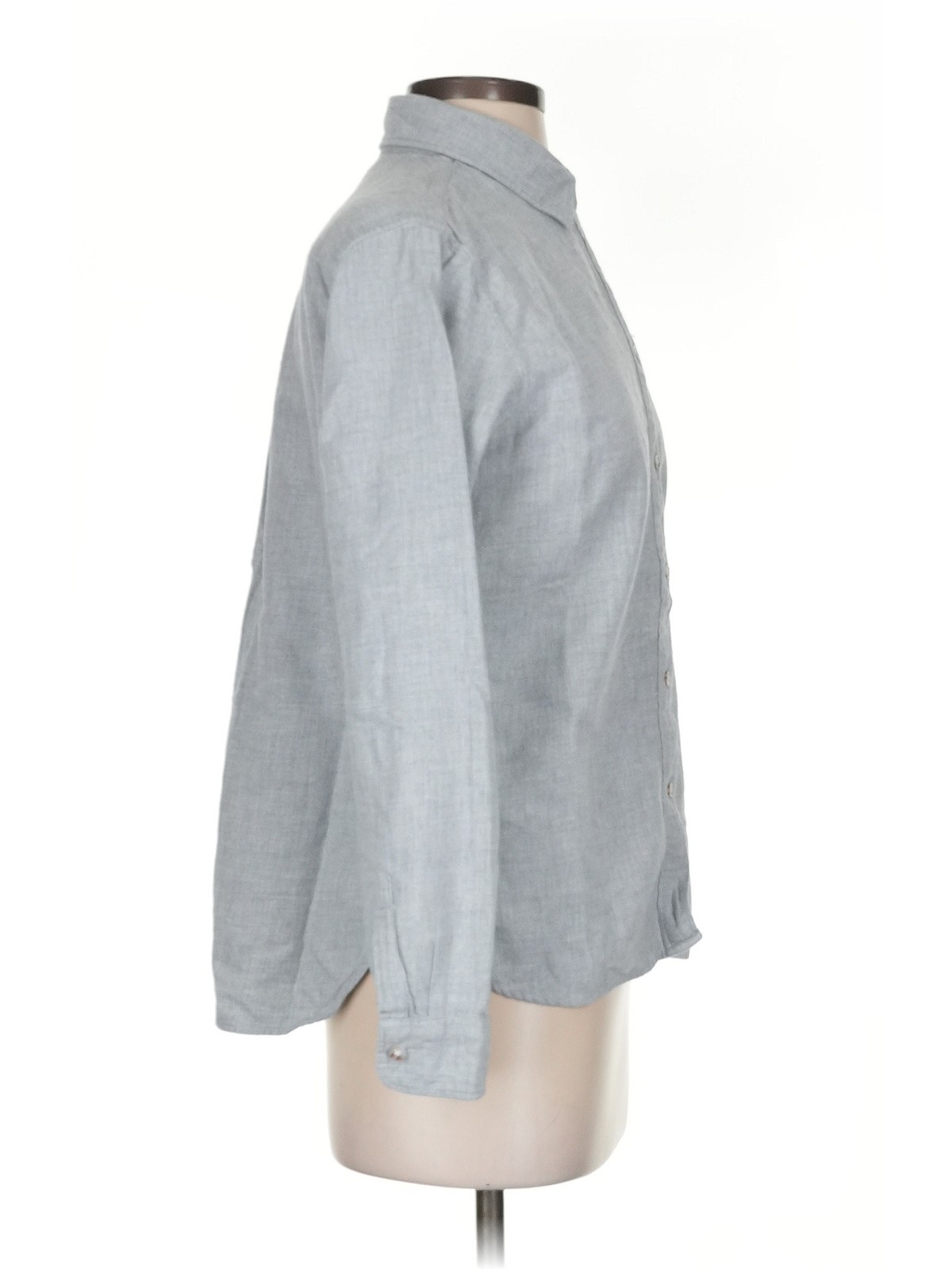 Uniqlo Women Gray Long Sleeve Button-Down Shirt S thumbnail 3