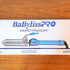 BaBylissPRO Nano Titanium Spring Corded Curling Iron 1 1/2 Inch Blue BNT150S