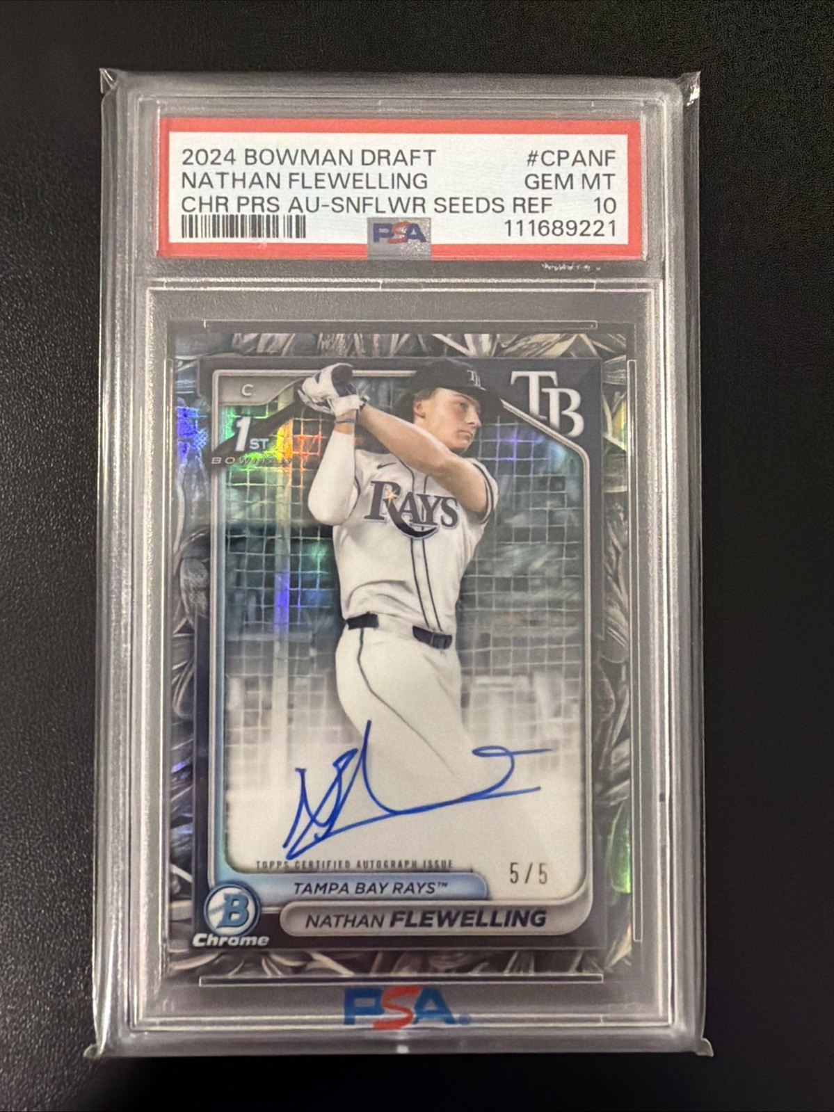 2024 Bowman Draft Nathan Flewelling 1st Auto Sunflower Seeds /5 PSA 10