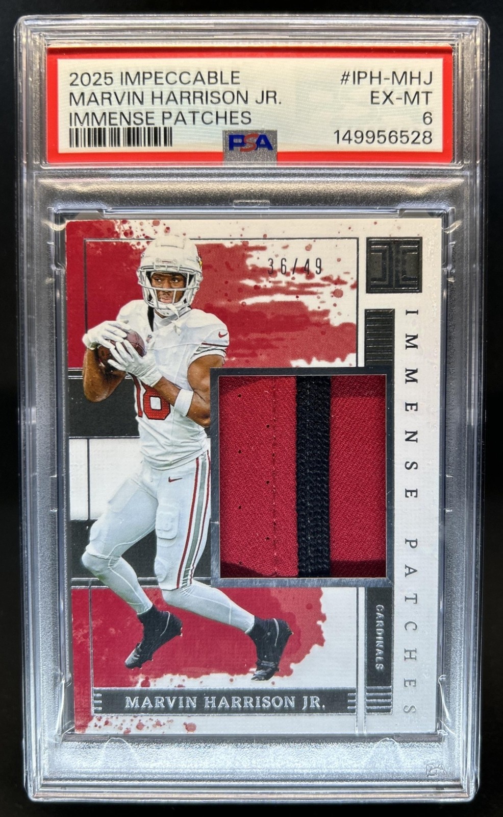2025 Panini Impeccable Marvin Harrison Jr. Immense Patches #/49 Cardinals PSA 6