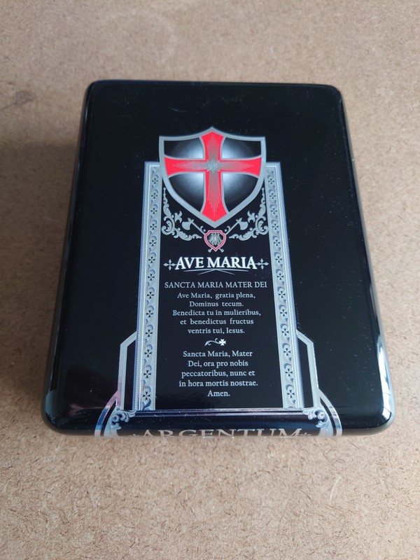 Ave Maria "Argentum" wooden cigar box.