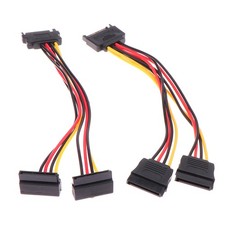 1PC SATA Power Y Splitter Cable 15 Pin Male To Dual 15 Pin Female Power Cable