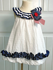 Bonnie Jean Red White Blue Trapeze Bubble Hem Dress Girl's Size 4/4T Cotton EUC