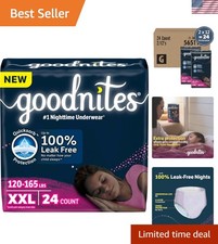 24 Pack Girls' Nighttime Underwear, XXL Fit, Hypoallergenic and Odor Absorbing