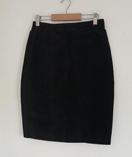 Global Identity Women's Black Suede Pencil Lined Vtg 80s Leather Skirt Size 7/8