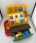 Vintage 1974 Fisher Price Toy Cash Register #926 Complete + 16 Coins Works