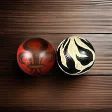 Sphere Bowl Filler Orb Ball Set of 2 Animal Print Tribal Red Decorative Accent