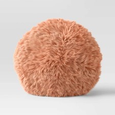 Threshold Long Faux Fur Round Throw Pillow - Terracotta C725