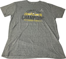 Pittsburgh Penguins 2016 Stanley Cup Champions Gray T-Shirt Fanatics Men's XL