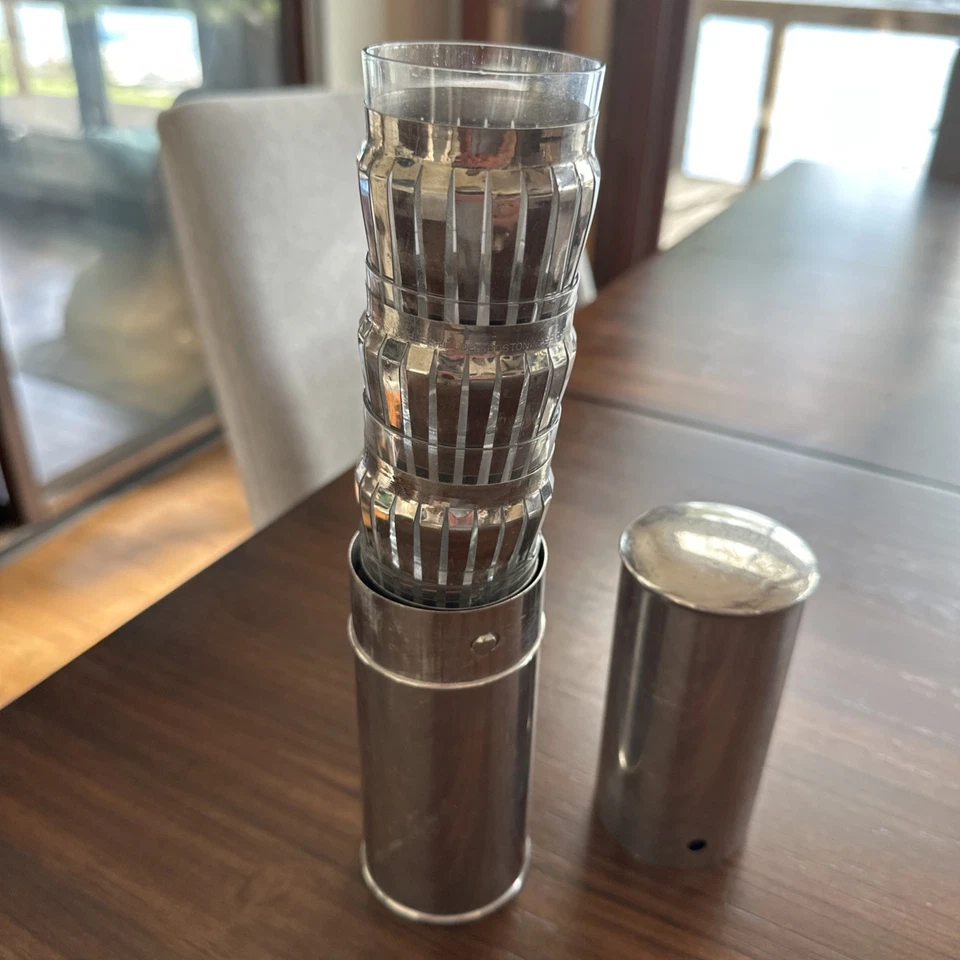 Portavasos Baldwin's Antiguo Muy Genial, Tubo Cromo Art Deco con Vasos Foto 3 de 4