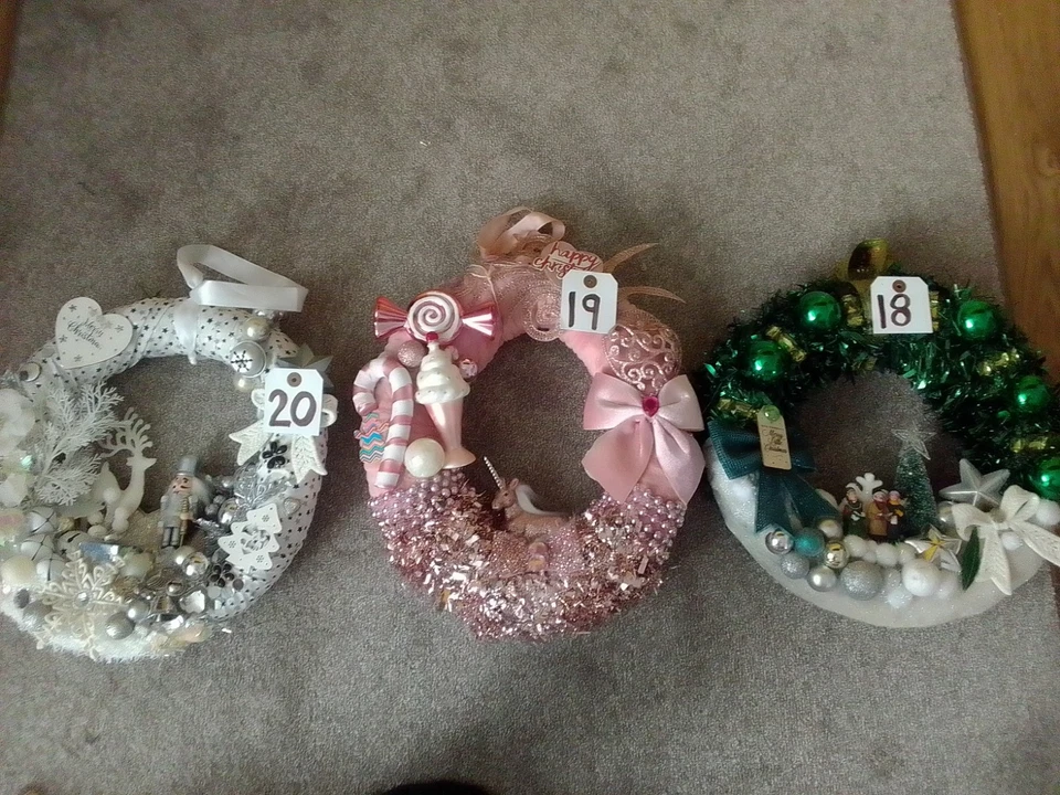 Handmade Christmas Wreaths,40cm approx Wall Or Door Decoration Recycled Material - Image 3 of 4