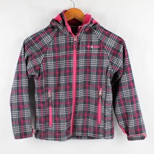 Free Country Girl's L Gray/Pink Plaid Hybrid Full Zip Removable Hood Jacket